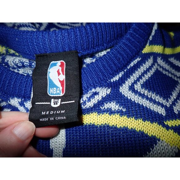 Golden State Warriors Ugly Xmas Sweater Men’s‎ M Knit Plaid Retro Big Logo - Picture 6 of 6